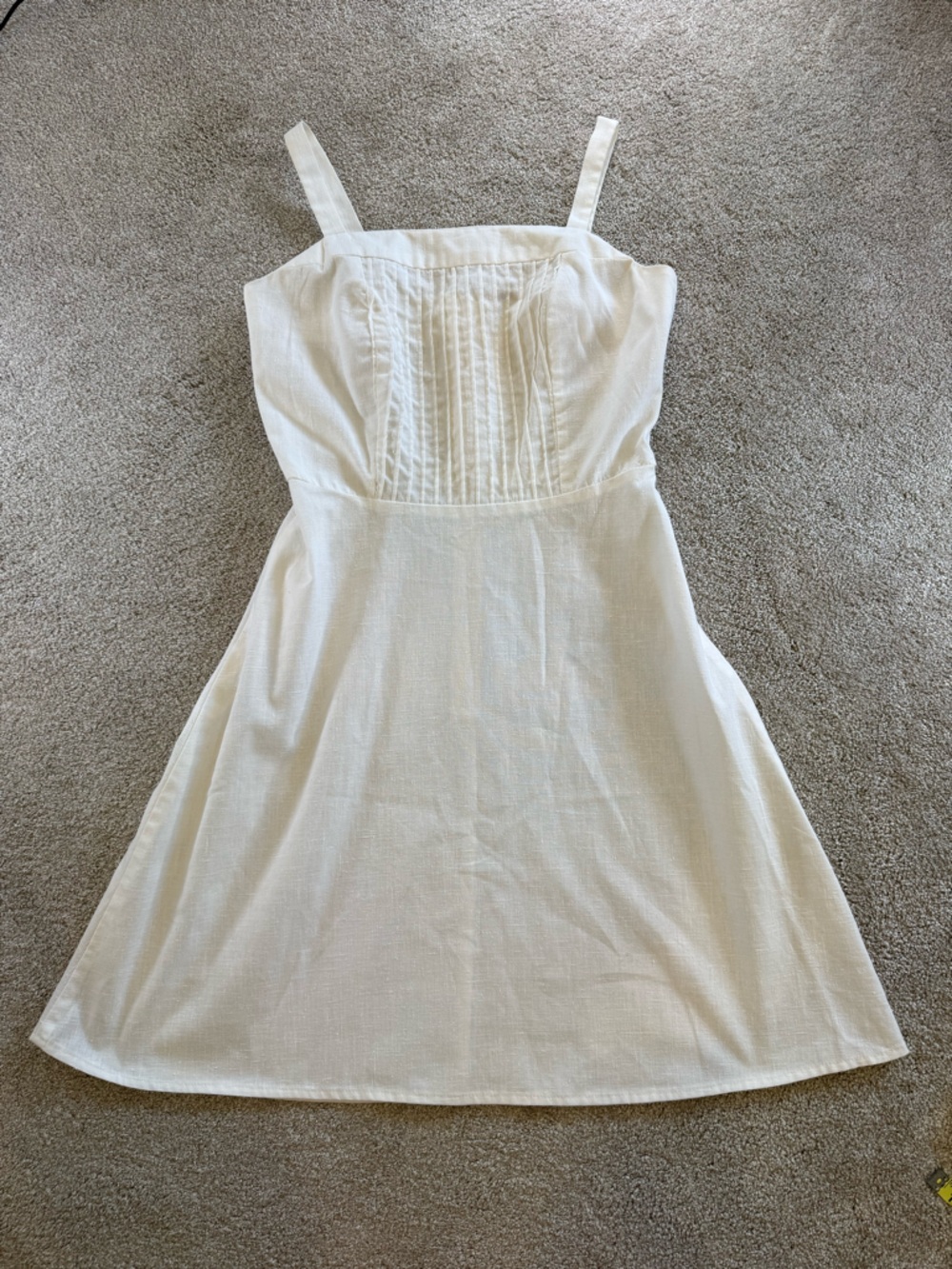 White Linen Blend Sundress No Size Tag Fits S/M Minimalist Summer Dress